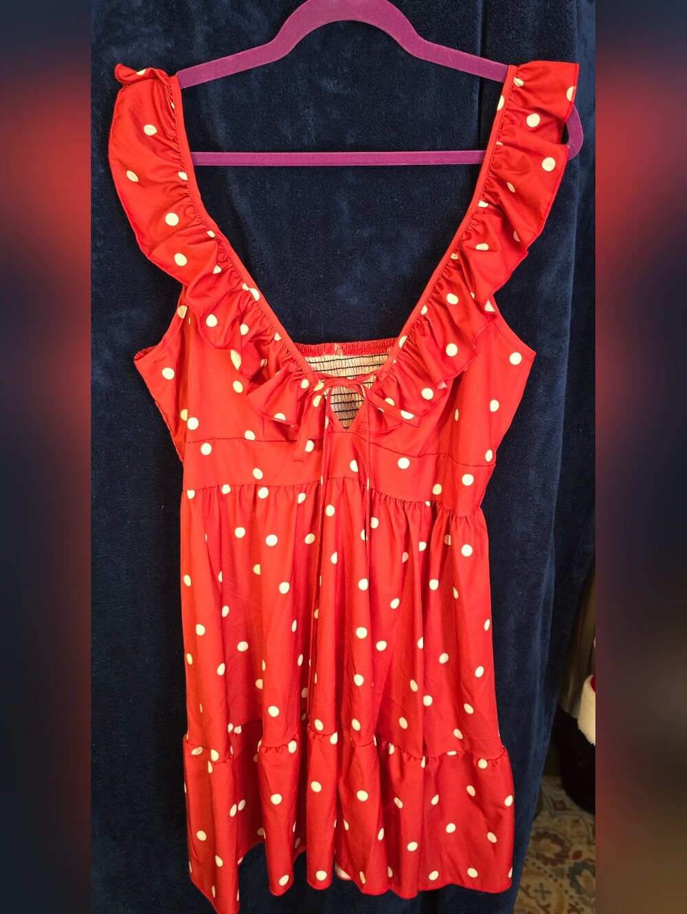 SHEIN Red Polka Dot Ruffle Sundress